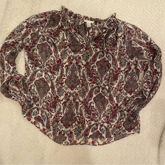 H&m paisley print sheer top - Picture 1 of 6